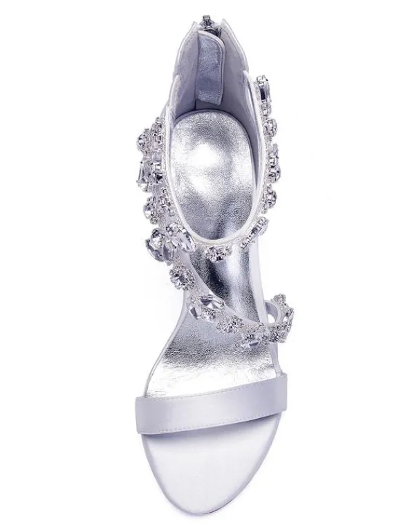 Sandales de mariée talon haut décoré des pailletes chaussures cérémonie