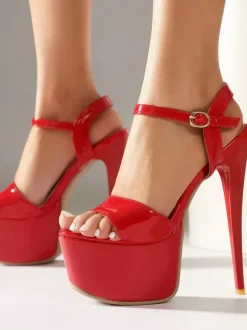 Sandales dorées sexy à plateforme bout ouvert et talons hauts