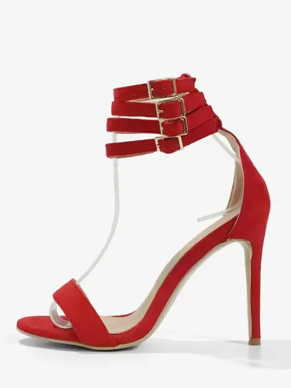 Sandales femme à talon haut rouge sandales boîte de nuit