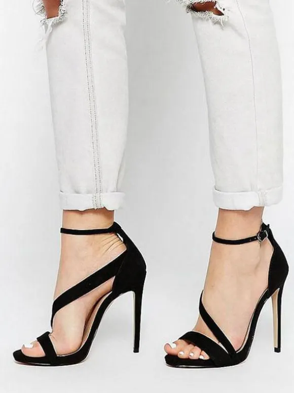 Sandales femme à talons hauts à lanière noir