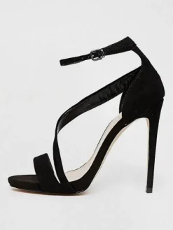 Sandales femme à talons hauts à lanière noir