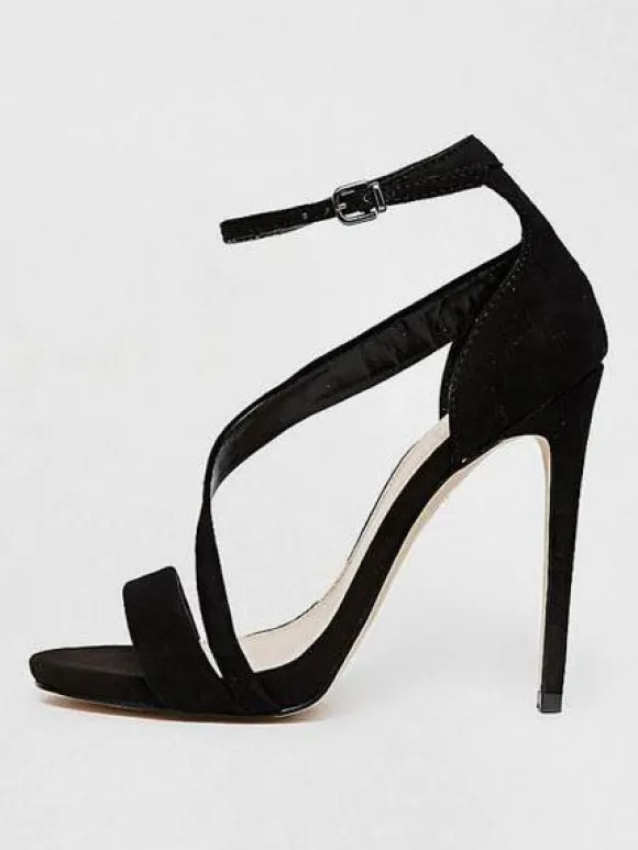 Sandales femme à talons hauts à lanière noir