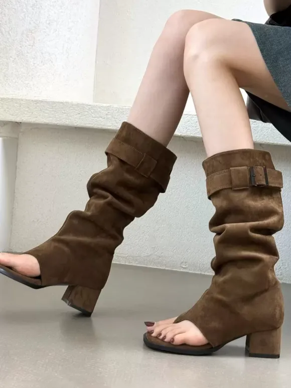 Sandales gladiateur à talon épais et boucle pour femmes