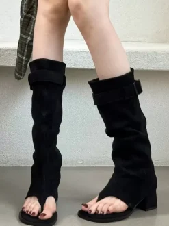 Sandales gladiateur à talon épais et boucle pour femmes