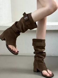 Sandales gladiateur à talon épais et boucle pour femmes