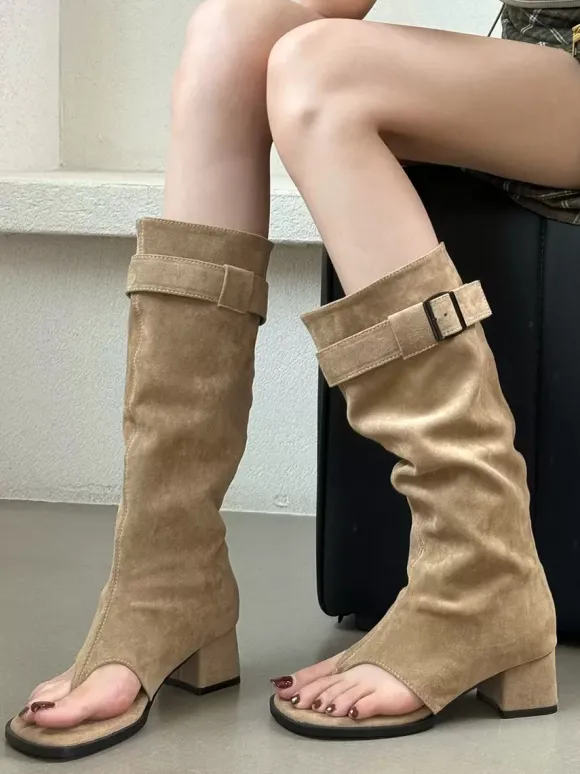 Sandales gladiateur à talon épais et boucle pour femmes