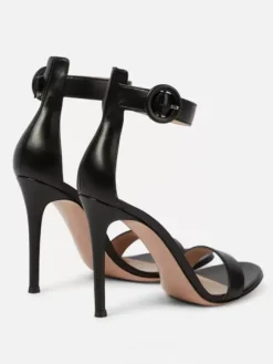Sandales habillées noires à bout ouvert talon aiguille bride à la cheville chaussures de soirée