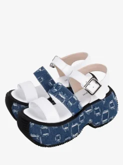 Sandales Lolita Gothiques Bout Rond Textile Chaussures D'été Lolita Blanches