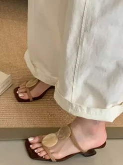 Sandales mules pour femmes bout ouvert talon design sans talon.