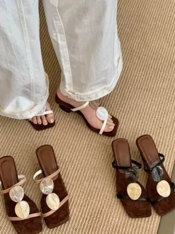 Sandales mules pour femmes bout ouvert talon design sans talon.