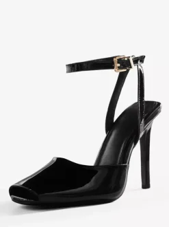 Sandales noires à talons hauts et bout ouvert pour femme modèle 2026