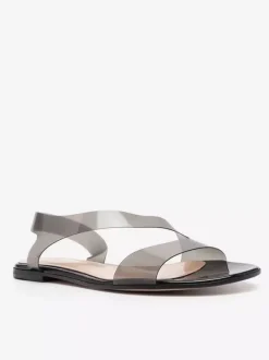 Sandales plates transparentes à bout ouvert pour femmes chaussures de plage
