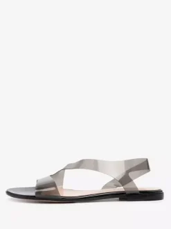 Sandales plates transparentes à bout ouvert pour femmes chaussures de plage