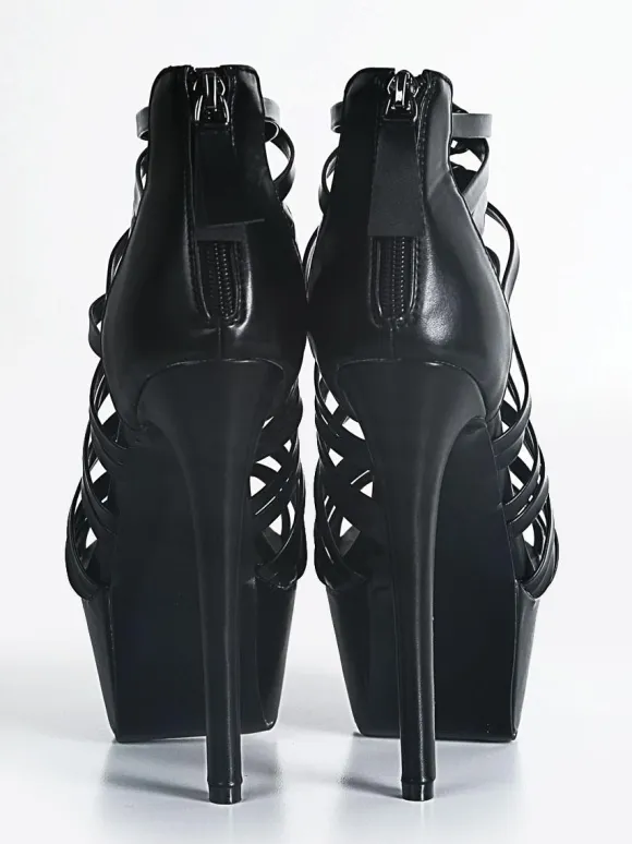 Sandales sexy femme talon haut plateforme à zip