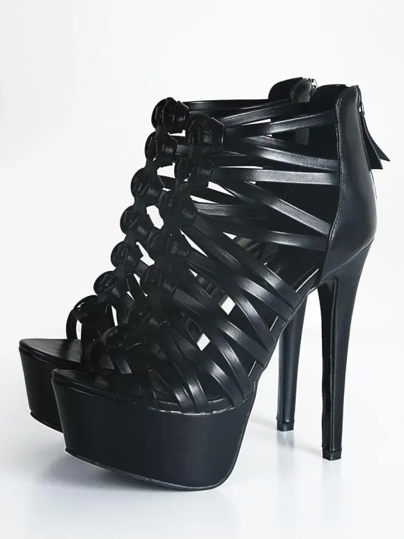 Sandales sexy femme talon haut plateforme à zip