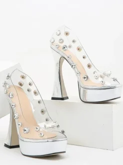 Sandales Sexy Femme à Talons Hauts avec Bout Ouvert Unicolore