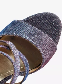 Sandales sexy à paillettes plateforme bout ouvert talons hauts croisés