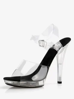 Sandales sexy pour femme avec tige en PVC transparent et bout ouvert boucle de 08 po chaussures sexy de 51 po