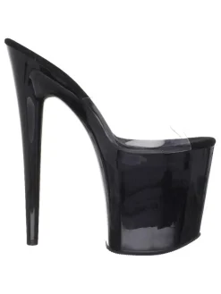 Sandales sexy pour femme rouge PVC supérieur bout ouvert talon aiguille ciel mules à talons hauts