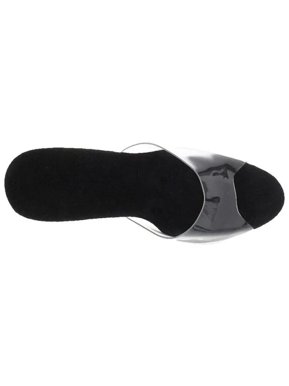 Sandales sexy pour femme rouge PVC supérieur bout ouvert talon aiguille ciel mules à talons hauts