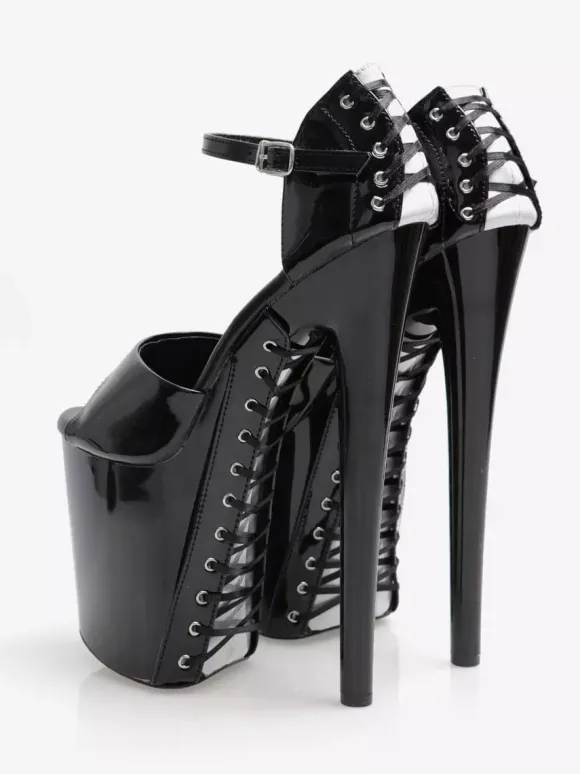 Sandales Sexy à Talons Hauts Cuir PU Vert Herbe Bout Rond Chaussures Sexy
