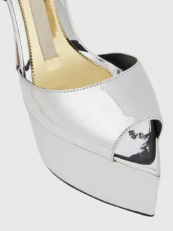 Sandales sexy à talons hauts en cuir PU argenté à bout pointu avec boucle Chaussures sexy