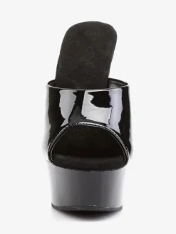 Sandales sexy à talons hauts en cuir Synthétique noir Peep Toe Stiletto Sandales à plateforme