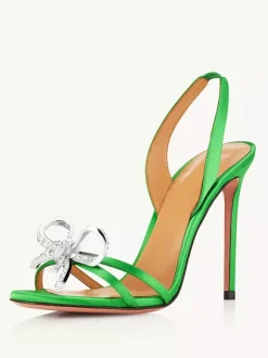 Sandales À Talons Hauts Aiguille Femmes Strass N艙ud Chaussures De Soirée De Bal