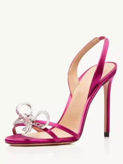 Sandales À Talons Hauts Aiguille Femmes Strass N艙ud Chaussures De Soirée De Bal