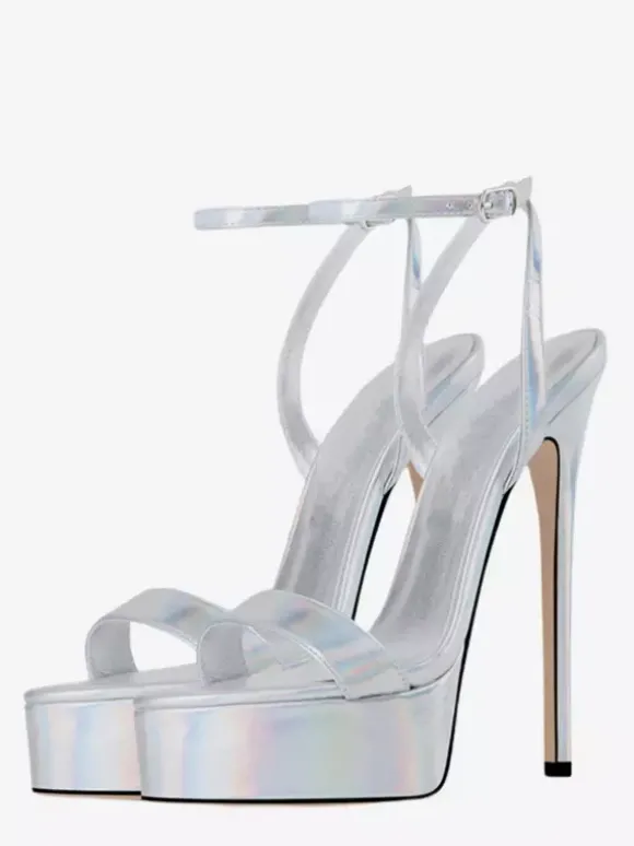 Sandales à talons hauts dorées à plateforme et bout ouvert chaussures sexy à talons hauts