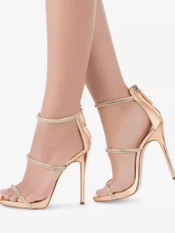 Sandales à talons hauts pour femmes ornées de strass et de brides à talons aiguilles chaussures de soirée