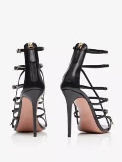 Sandales à talons hauts pour femmes bout ouvert boucles détail lanières chaussures