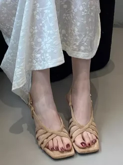 Sandales à talons hauts pour femmes bout ouvert talon chaton