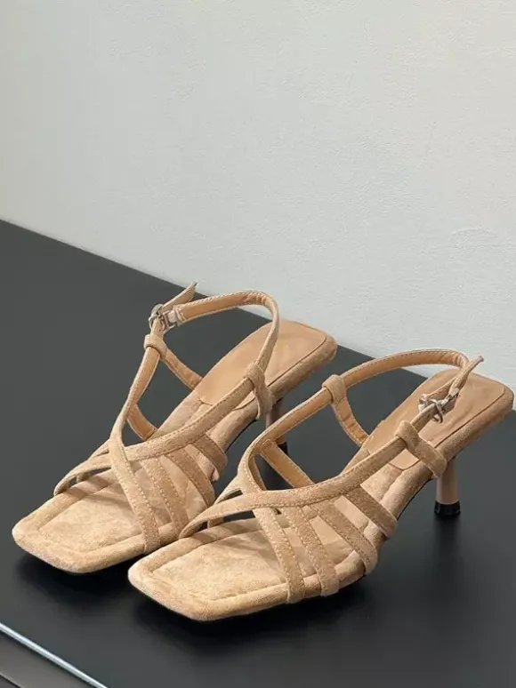 Sandales à talons hauts pour femmes bout ouvert talon chaton