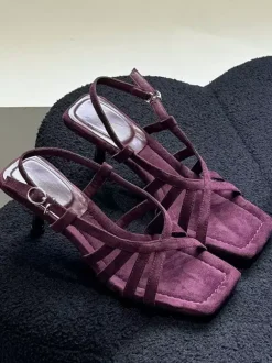 Sandales à talons hauts pour femmes bout ouvert talon chaton