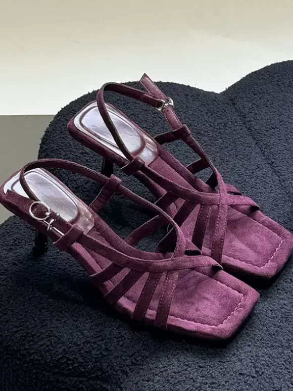 Sandales à talons hauts pour femmes bout ouvert talon chaton