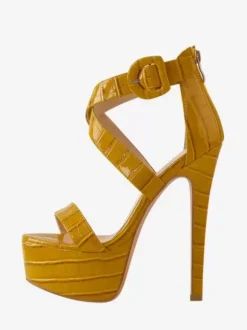 Sandales à talons hauts sexy chaussures à talons aiguilles croisés et à plateforme boucle