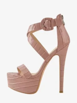 Sandales à talons hauts sexy chaussures à talons aiguilles croisés et à plateforme boucle
