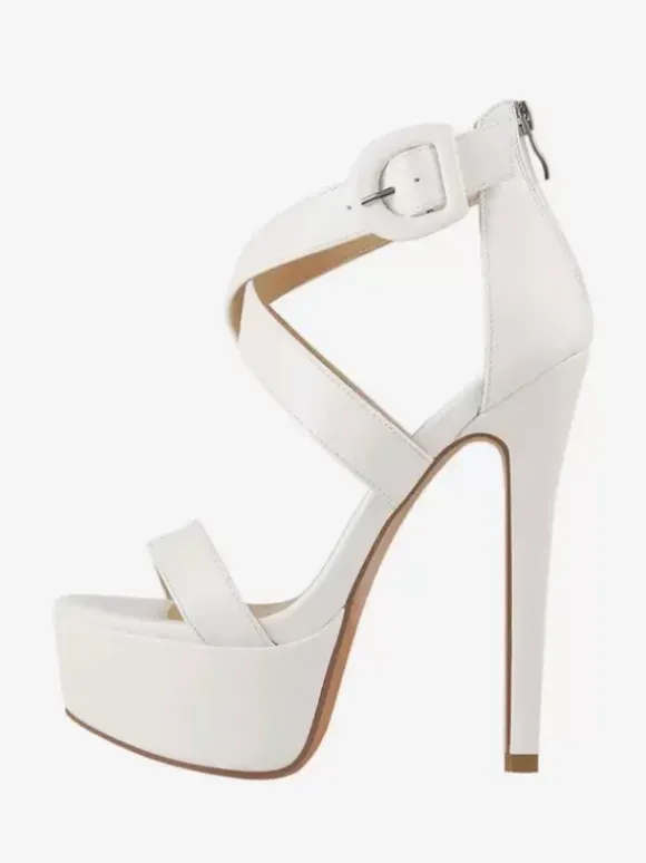 Sandales à talons hauts sexy chaussures à talons aiguilles croisés et à plateforme boucle