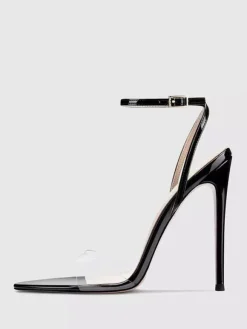 Sandales à talons hauts transparentes à bout ouvert et talon aiguille pour fête et bal