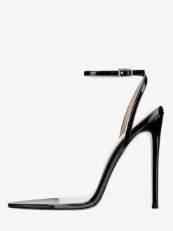 Sandales à talons hauts transparentes à bout ouvert et talon aiguille pour fête et bal