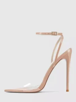 Sandales à talons hauts transparentes à bout ouvert et talon aiguille pour fête et bal