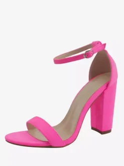 Sandales à talons épais et bride à la cheville pour femmes Chaussures de bal Chaussures de soirée en daim