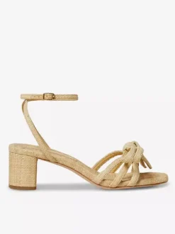 Sandales à talons épais pour femmes bout ouvert n艙ud bride à la cheville