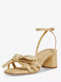 Sandales à talons épais pour femmes bout ouvert n艙ud bride à la cheville