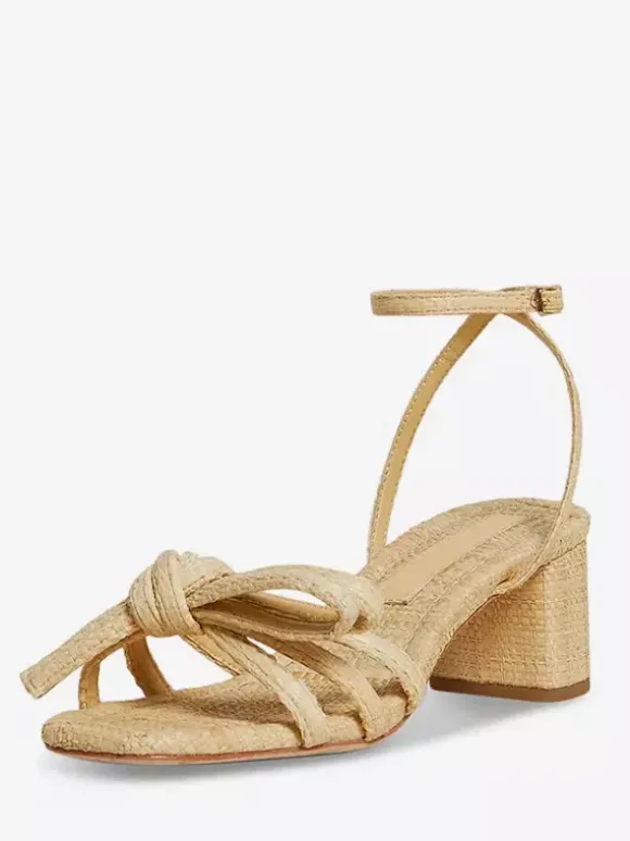 Sandales à talons épais pour femmes bout ouvert n艙ud bride à la cheville