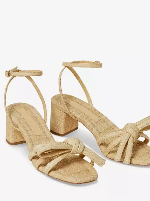 Sandales à talons épais pour femmes bout ouvert n艙ud bride à la cheville