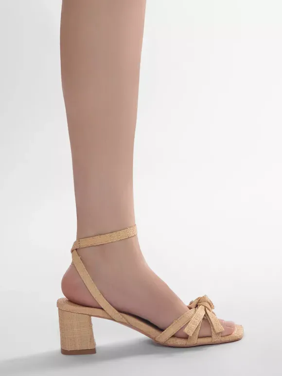 Sandales à talons épais pour femmes bout ouvert n艙ud bride à la cheville