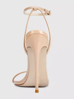 Sandales à talons pour femmes bout ouvert talon aiguille bride à la cheville chaussures de fête