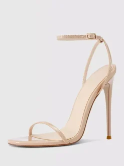 Sandales à talons pour femmes bout ouvert talon aiguille bride à la cheville chaussures de fête